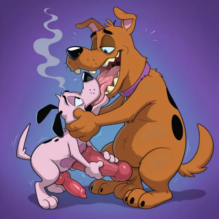 Courage the Cowardly Dog Smoking Marijuana Hands On Back Of Head