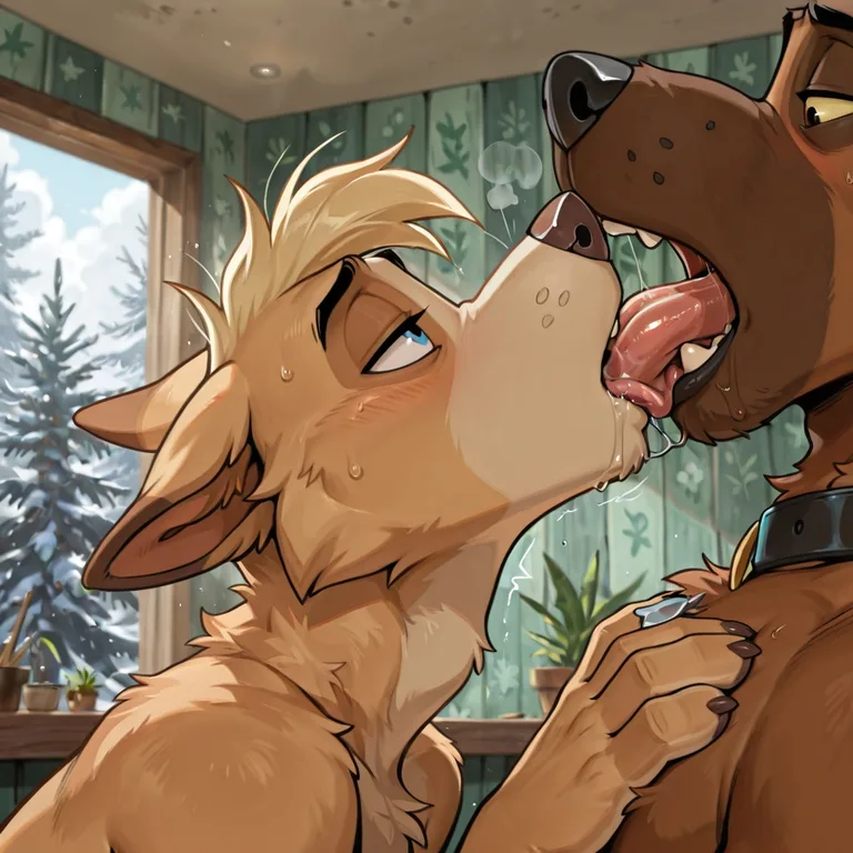 Courage the Cowardly Dog and Scooby Fox Embracing