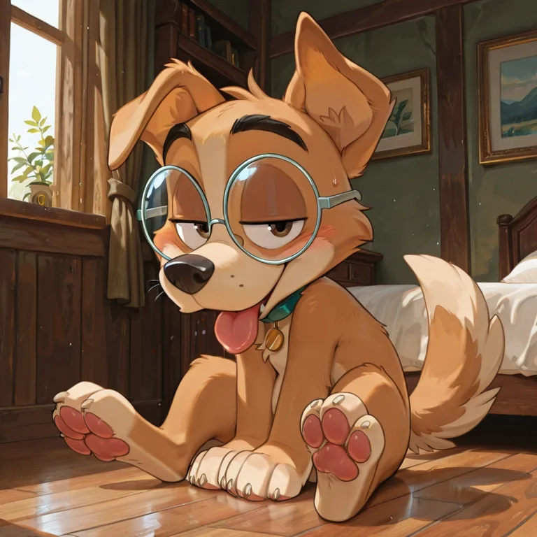 Toon Puppy with Glasses Edging