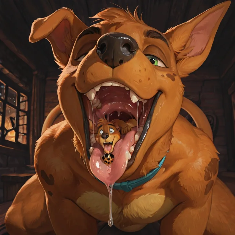 Scooby Doo Consuming Silvia in Realistic Scene