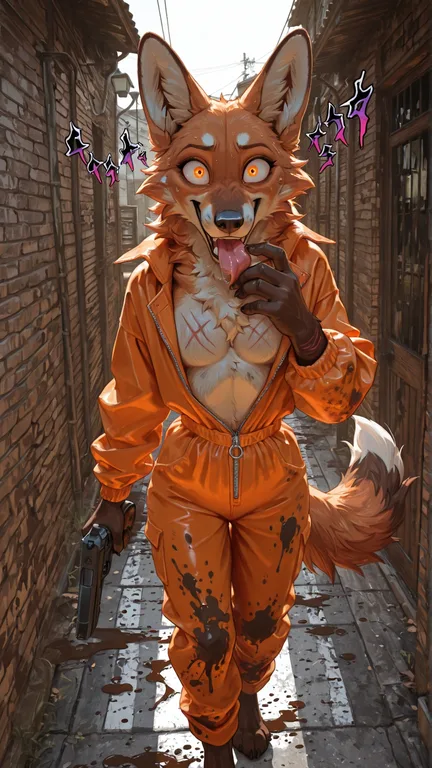 Feral Maned Wolf in Tattered Prison Jumpsuit