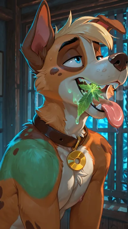Anthro Courage Fox with Neon Rainbow Fur