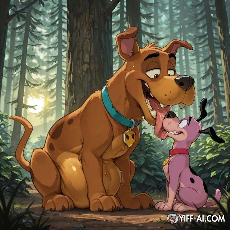 Courage the Cowardly Dog and Scooby Doo Embracing