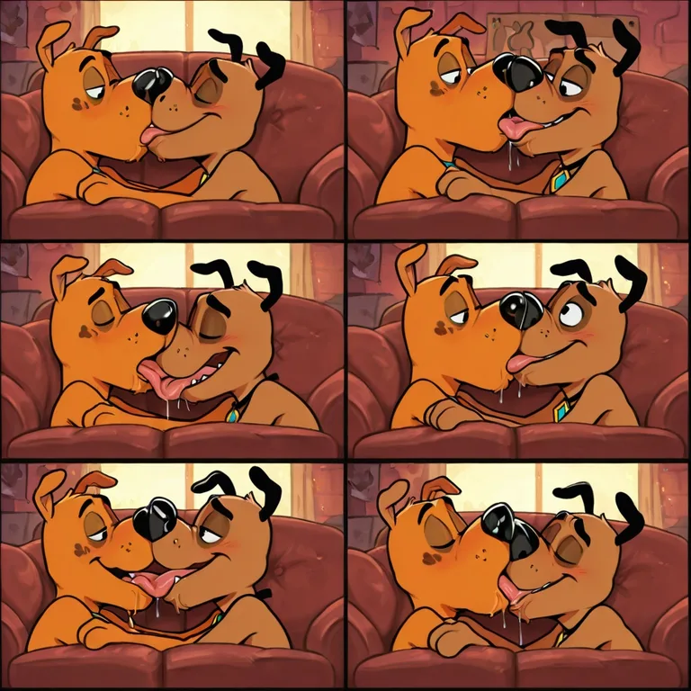 Scooby Doo and Courage Kiss Passionately