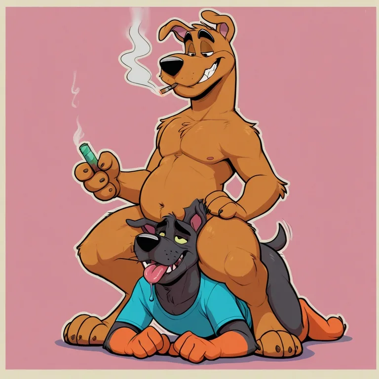 Courage the Cowardly Dog Smoking with Scooby Doo Male/Male