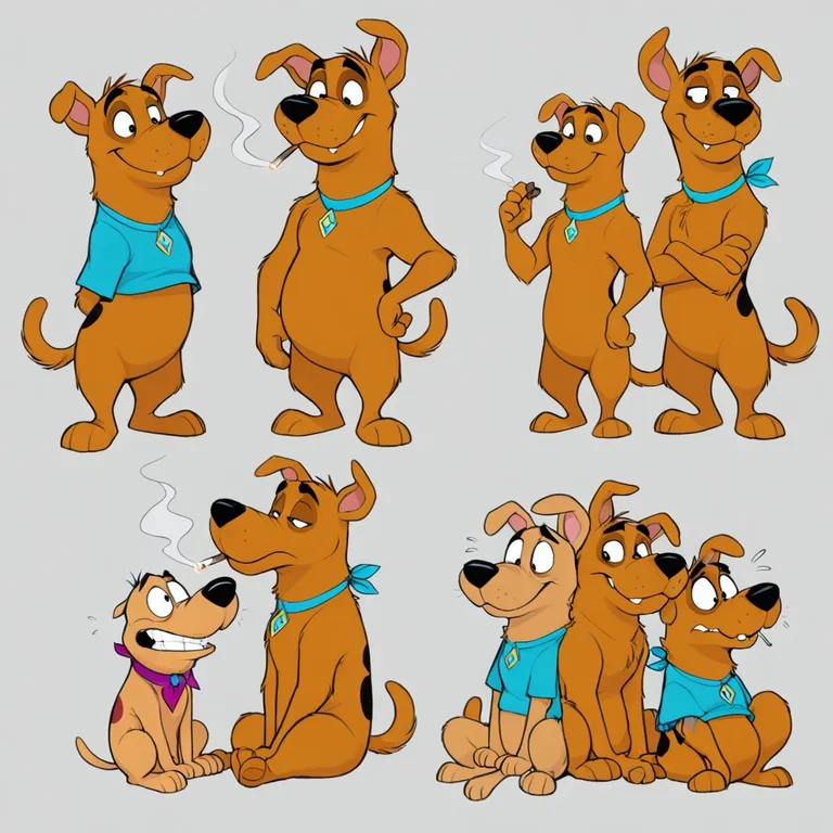 Courage the Cowardly Dog Smoking with Scooby-Doo