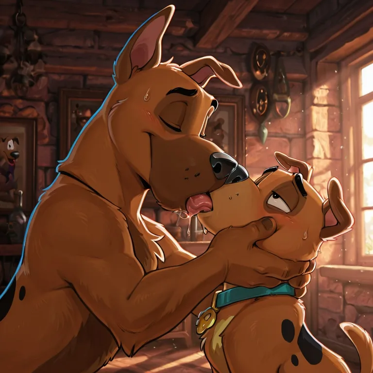 Furry Characters Sharing a Kiss
