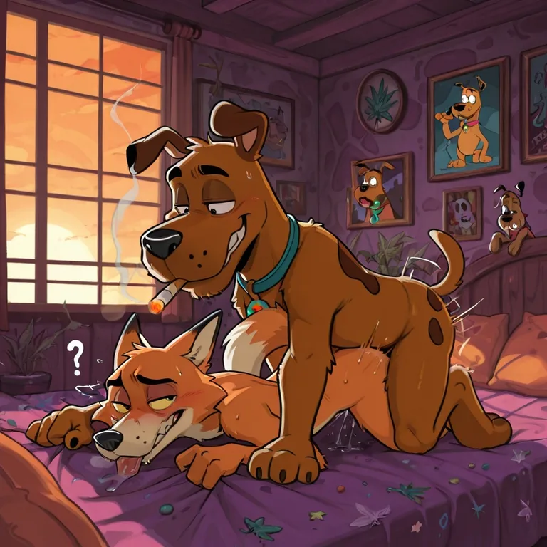 Courage the Cowardly Dog and Scooby Doo in Romantic Ambiance