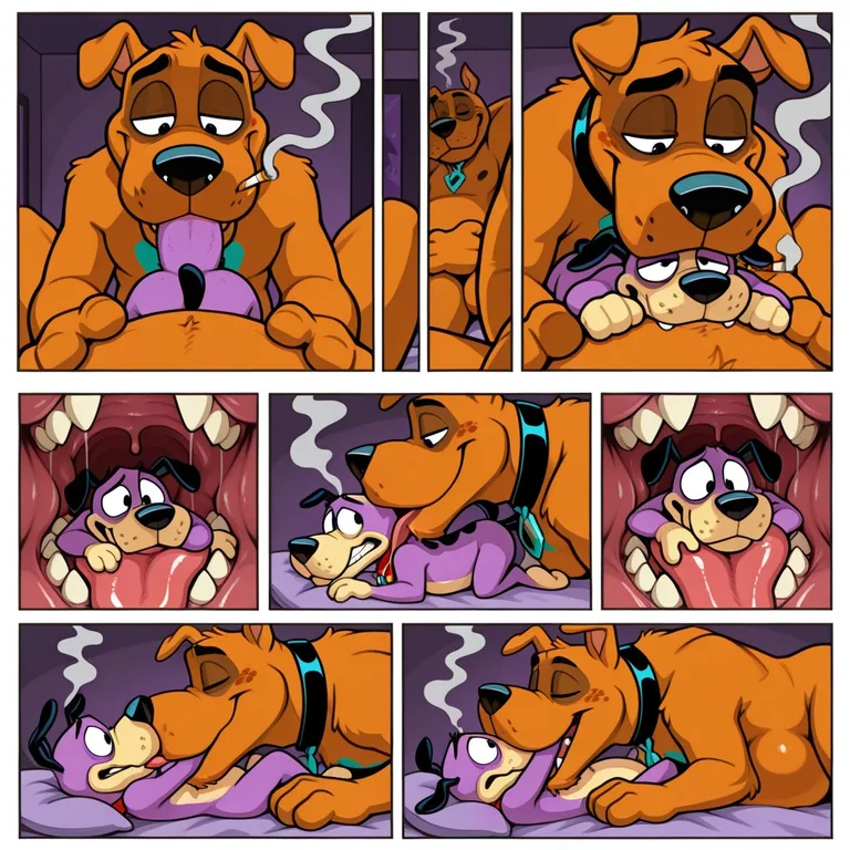 Scooby and Courage in a Tense Standoff