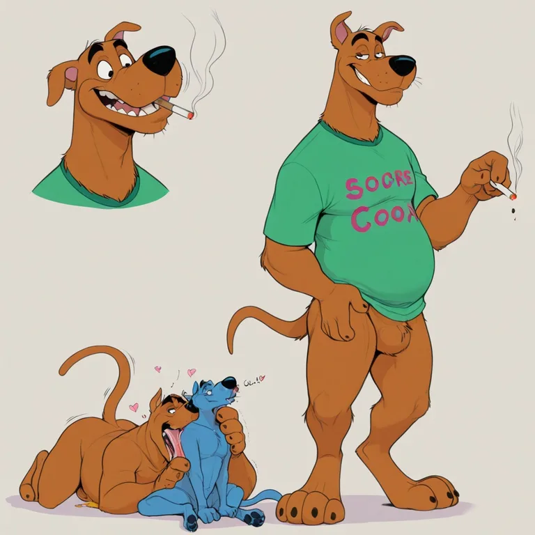 Courage the Cowardly Dog as Shaggy Smoking Marijuana