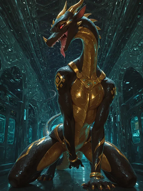 Alien Dragon Pirate in Ruined Spaceship