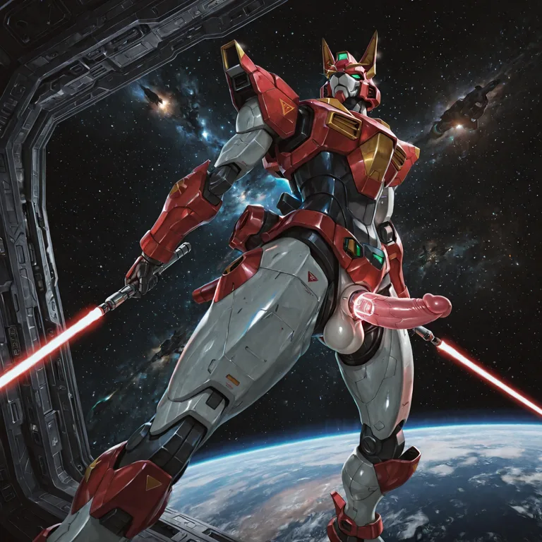 Cybernetic Canine Warrior in Space