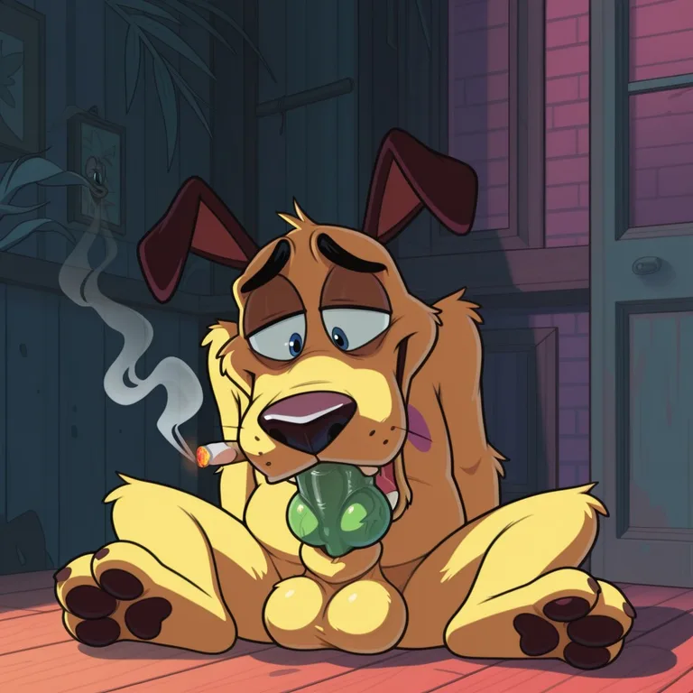 Courage the Cowardly Dog Enjoying Cannabis