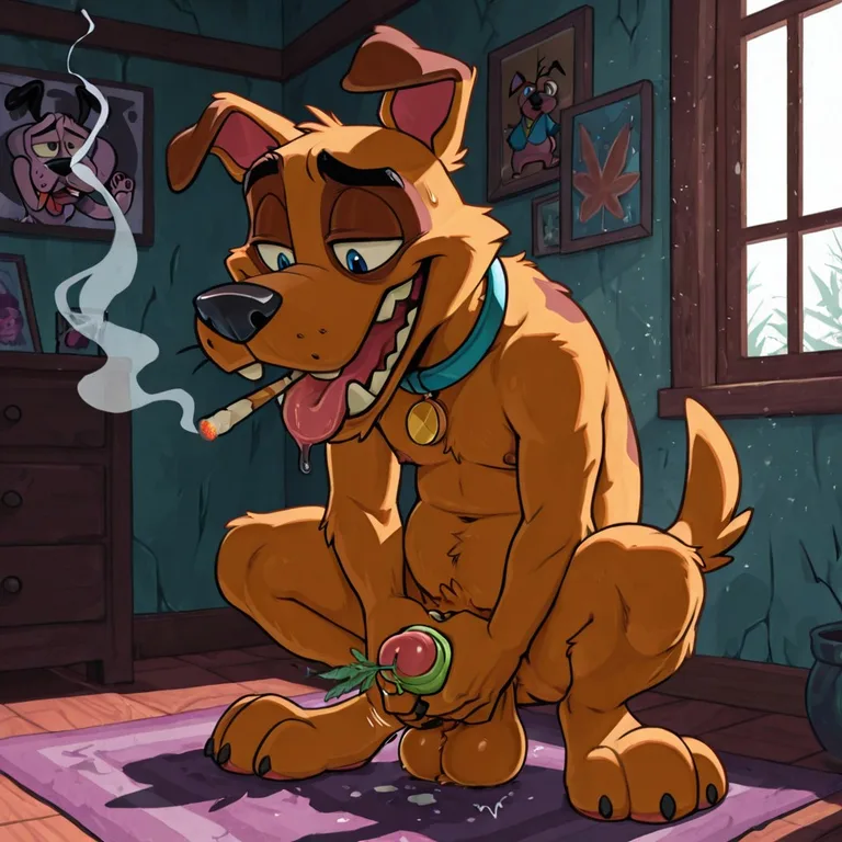 Courage the Cowardly Dog Enjoying Marijuana