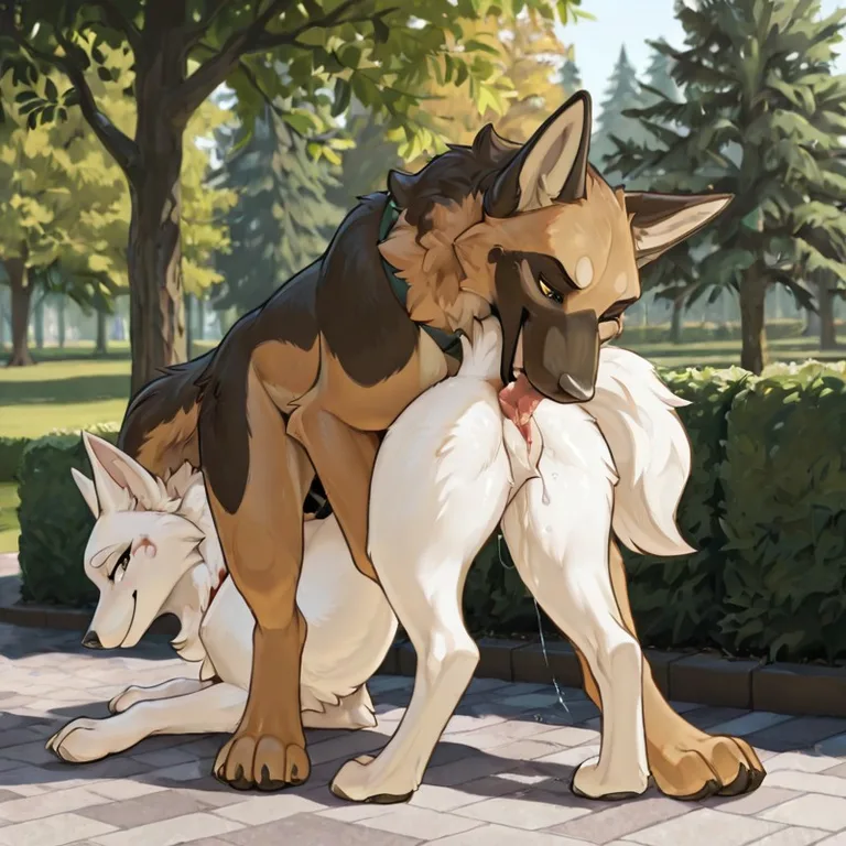 Two Canines in a Sunny Park