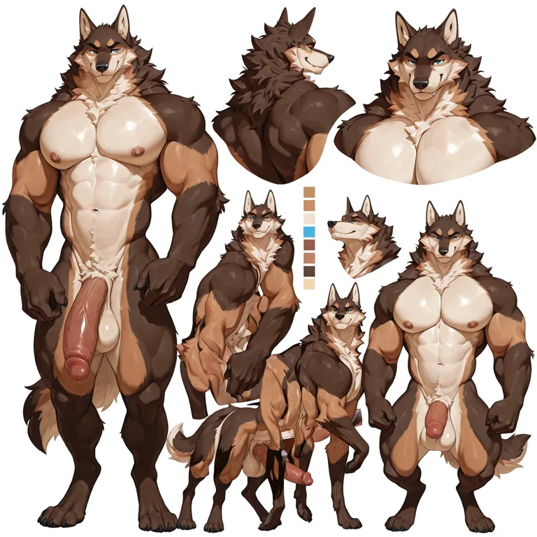 A Towering Canine Reference Sheet in Two Full Views