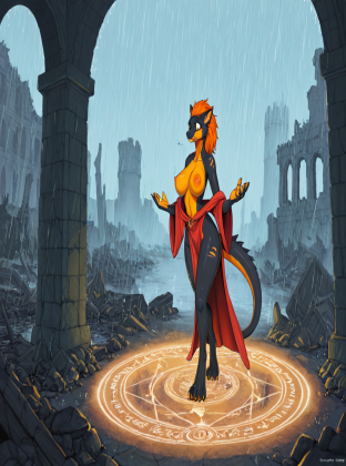 Mysterious Dragon in Castle Ruins
