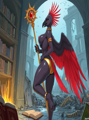 Golden Avian Daemon in Ruined Library