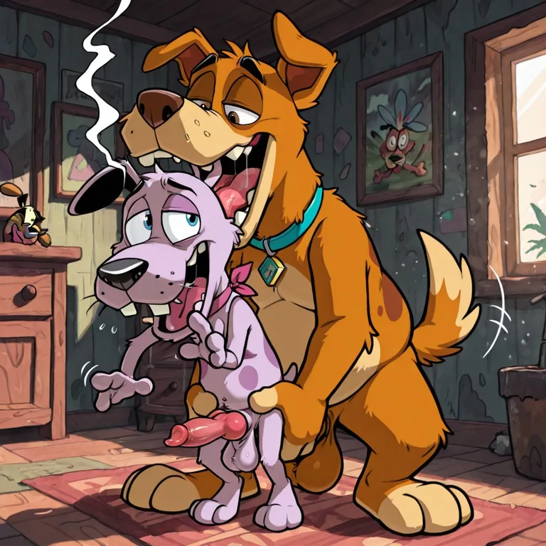Courage the Cowardly Dog in Stoner Mode 90s Toon Style