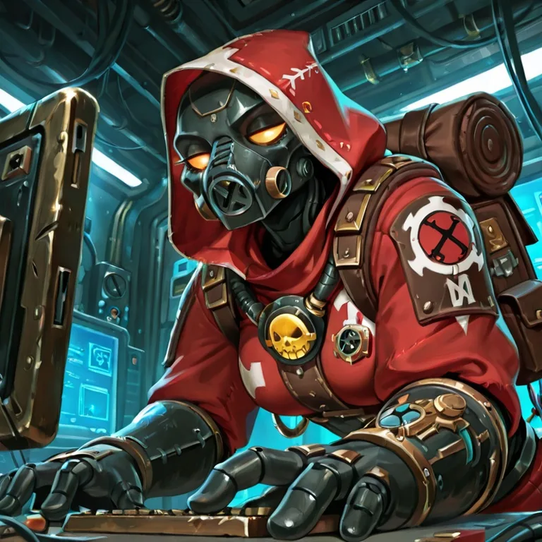 Mechanicus Engineer Working on Computer