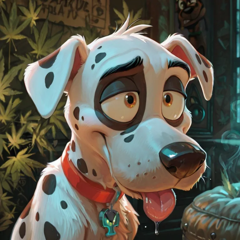 Courageous Dalmatian with Neon Rainbow Fur