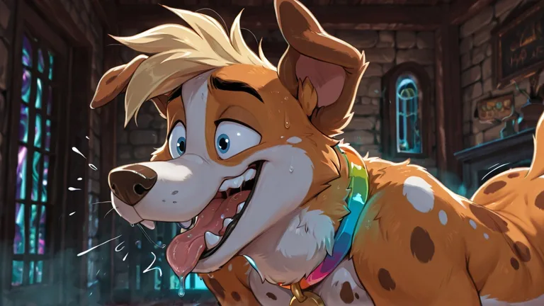 Courageous Anthro Fox in Neon Rainbow Fur