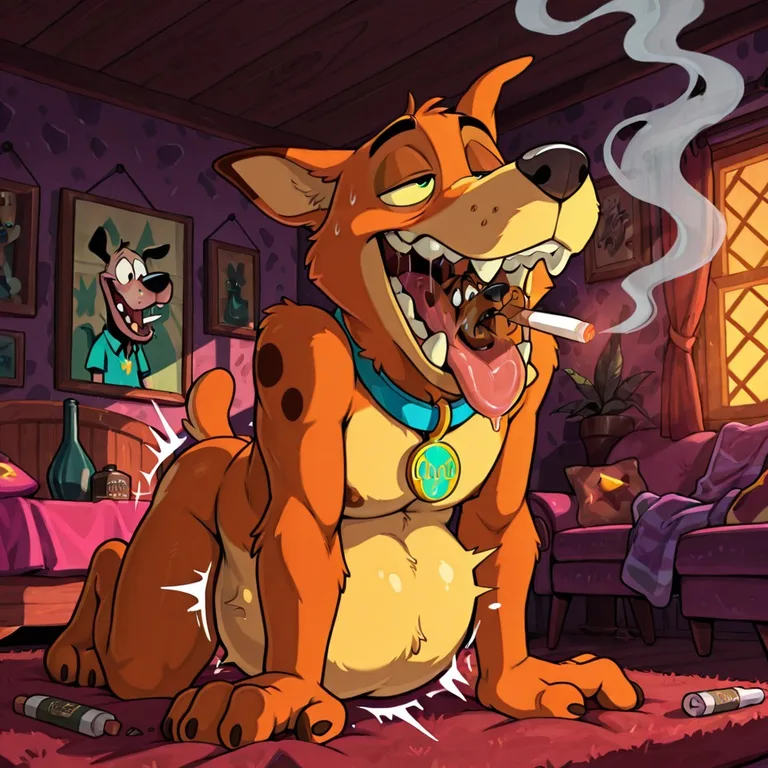 Courage and Scooby Doo in a Swallowing Scene