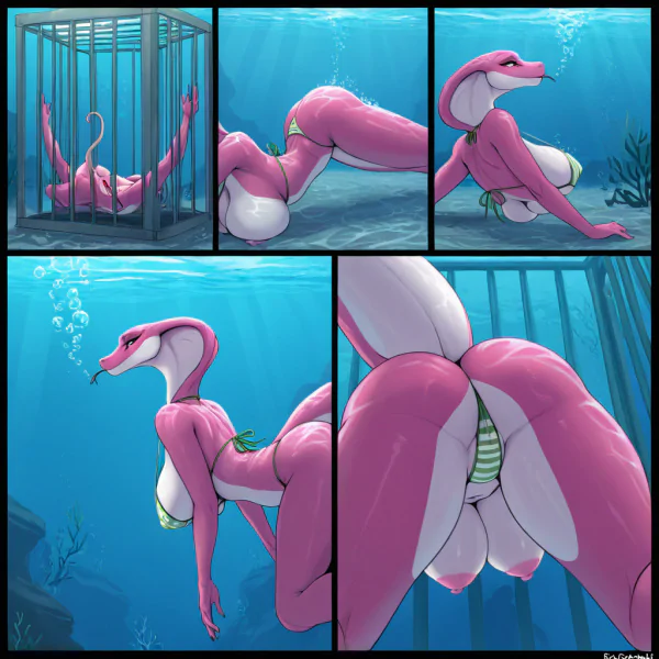 Pink Cobra Stripping Underwater