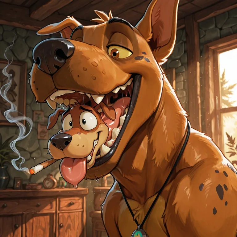 Scooby Doo Swallowing Courage Whole Under Orange Sky