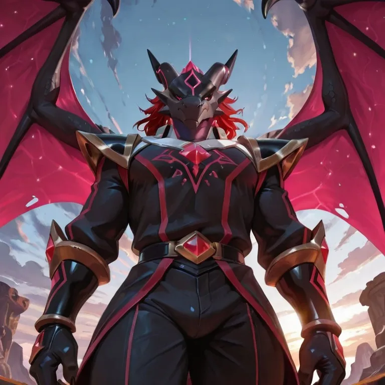 A Robust Ram-Horned Dragon With Broad Shoulders and Cyan Eyes