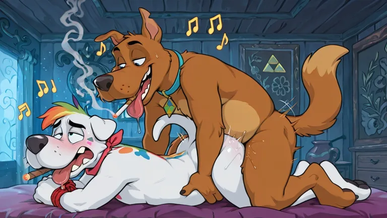 Courage the Cowardly Fox and Friends in Neon Night