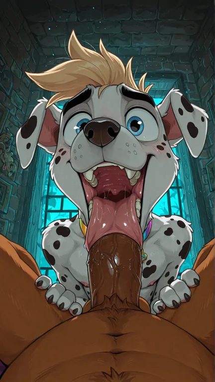 Anthro Courage the Cowardly Dog and Scooby Fox Sharing an Intimate Moment