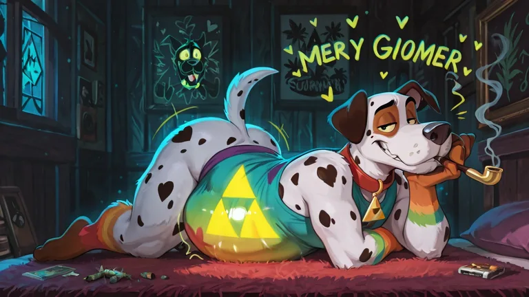 Anthro Dalmatian Smoking Marijuana