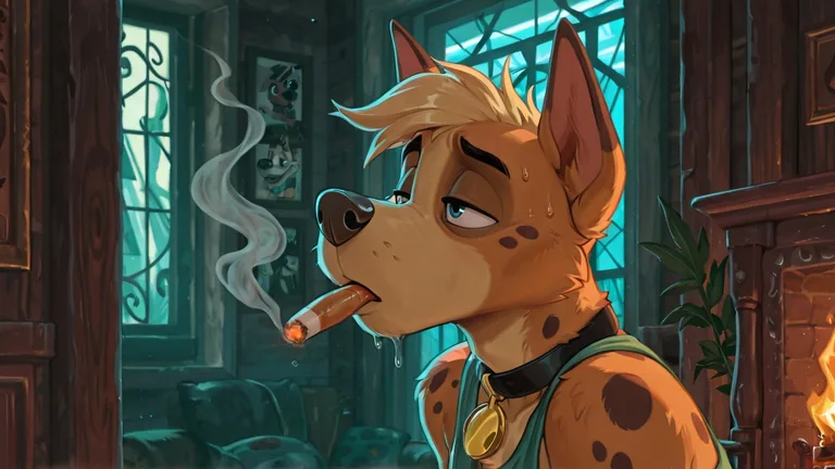Anthro Courage Scooby Fox with Neon Rainbow Fur