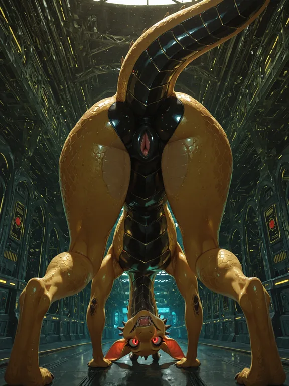 Kneeling Dragon Pirate in Ruined Spaceship