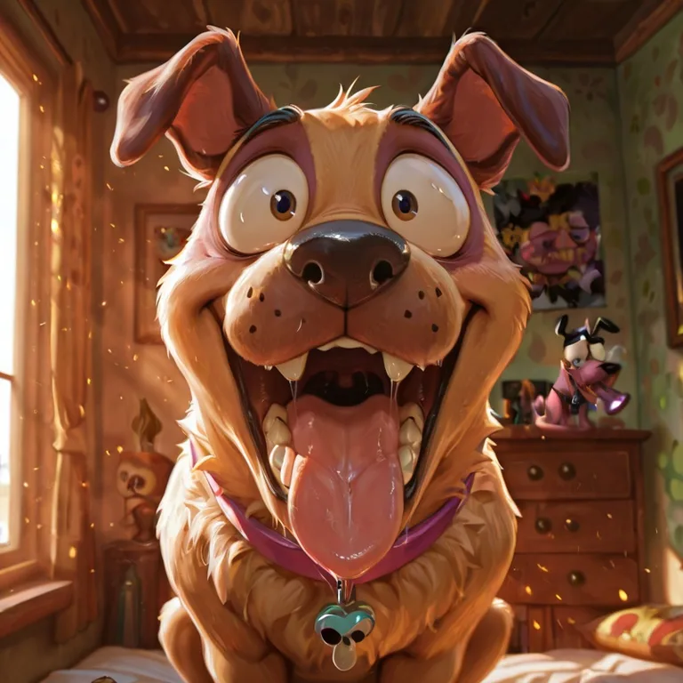 male, courage the cowardly dog, gay, stoner,  mouth open wid