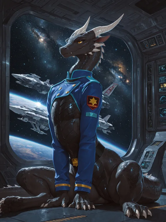 Dragon Captain in Spacecraft Bridge