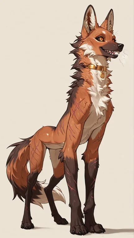Battle-Scarred Maned Wolf Anthro