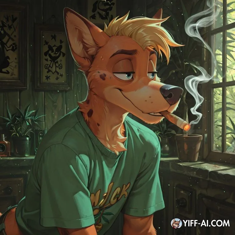Stoned Anthro Dalmatian Smoking Marijuana