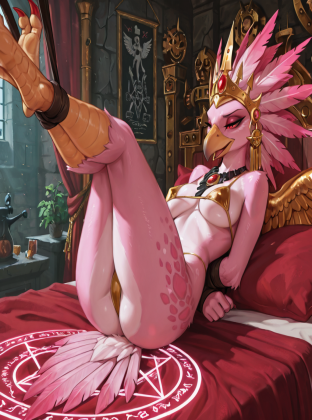 Seductive Tzeentch Sorceress in Golden Bikini