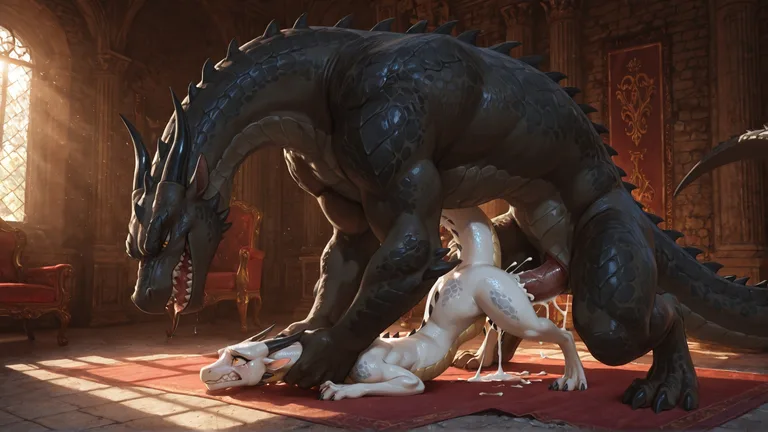 duo, dragons, (feral), quadruped, male/female, female_penetr