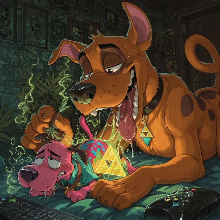 Courage the Cowardly Dog in Neon Rainbow Fur