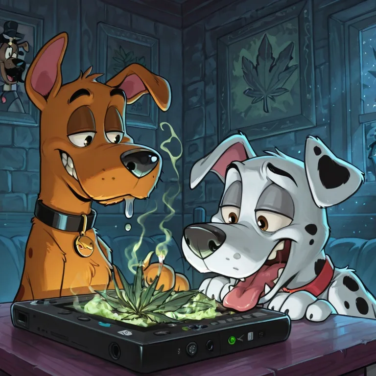 Courage the Cowardly Dog in Neon Spotted Fur
