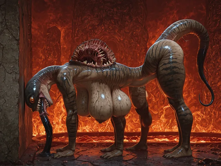 photorealism, fellatio_horror, leech, faceless_female,, grot