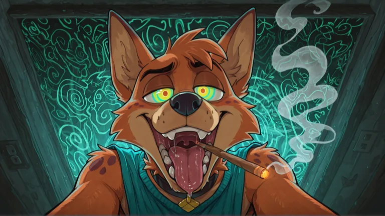Anthro Dalmatian Smoking Marijuana Joint