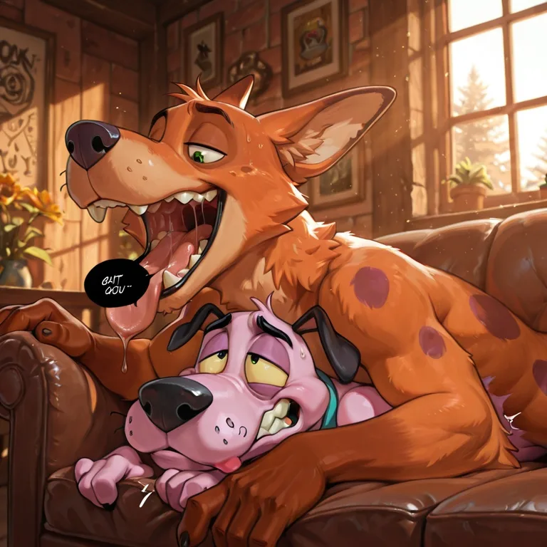 Animated Furry Friends on Sofa