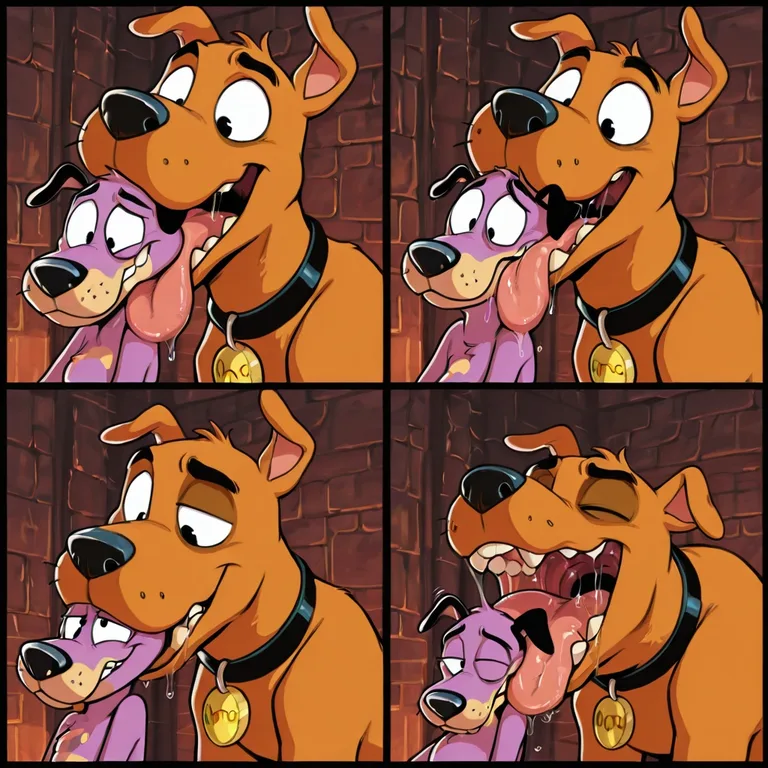 Cartoon Dogs Swallowing Each Other