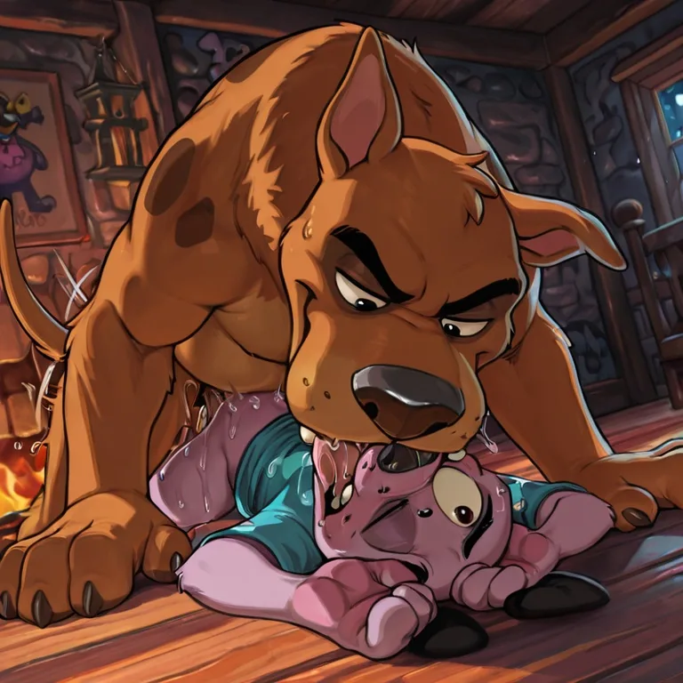 Courage the Cowardly Dog and Scooby Doo in Forest Encounter