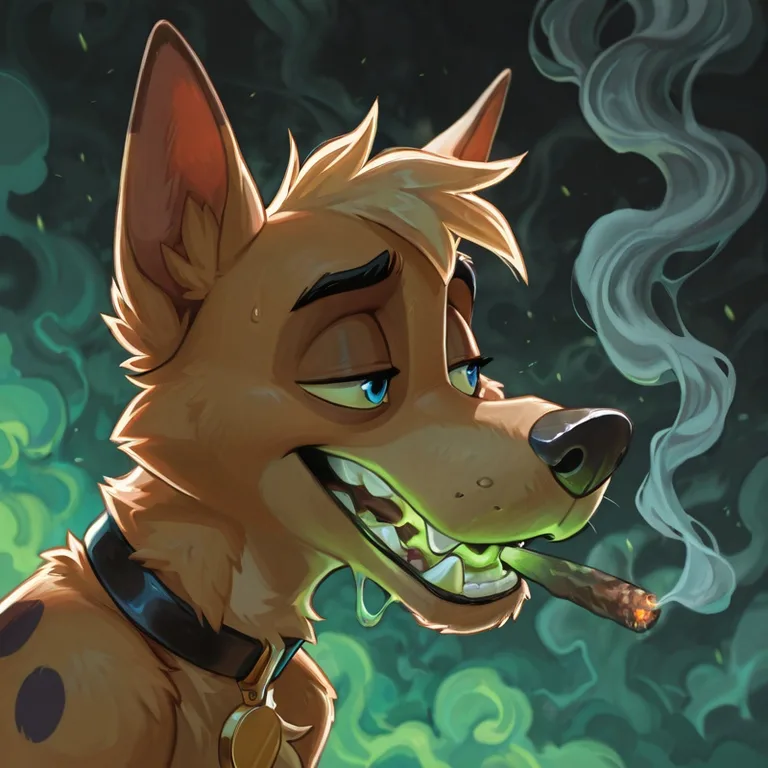 Anthro Stoner Fox Enjoying Marijuana Smoke