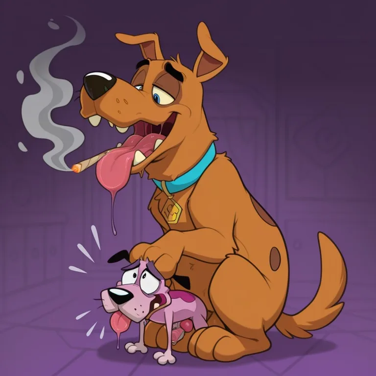 Courage the Cowardly Dog Smoking Marijuana Throat Whole Body And Paws
